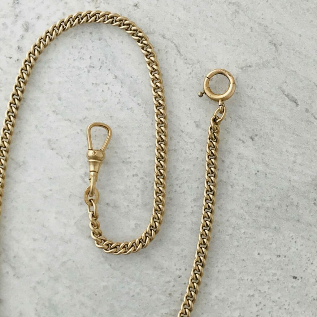 Classic pocket watch chain, Gold Filled, curb links, 13.5" long.