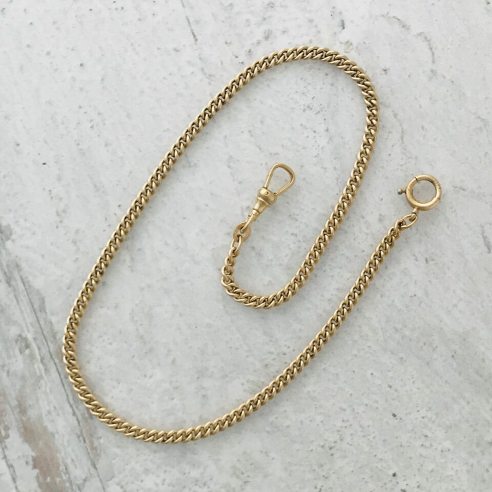 Classic Pocket Watch Chain with Curb Links in Gold Filled - 13.5" Long