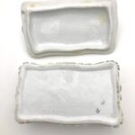 Antique Victorian trinket box hand offering flowers by S&S Limoges.