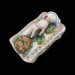 Antique Victorian trinket box hand offering flowers by S&S Limoges.