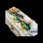 Antique Victorian trinket box hand offering flowers by S&S Limoges.