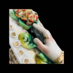 Antique Victorian trinket box hand offering flowers by S&S Limoges.