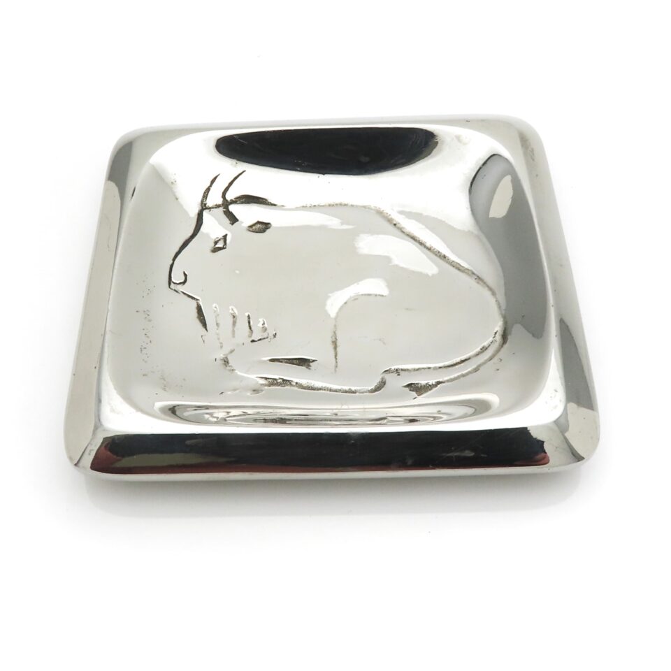 Vintage Lars Andersson Modernist Chrome Tray - Sitting Bison - Chrome Plate