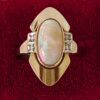 Natural Opal 14k Gold Modernist Ring with Diamond Accents