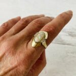 Natural Opal 14k Gold Modernist Ring