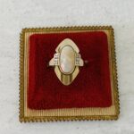 Natural Opal 14k Gold Modernist Ring with Diamond Accents