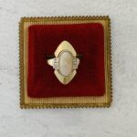 Natural Opal 14k Gold Modernist Ring with Diamond Accents