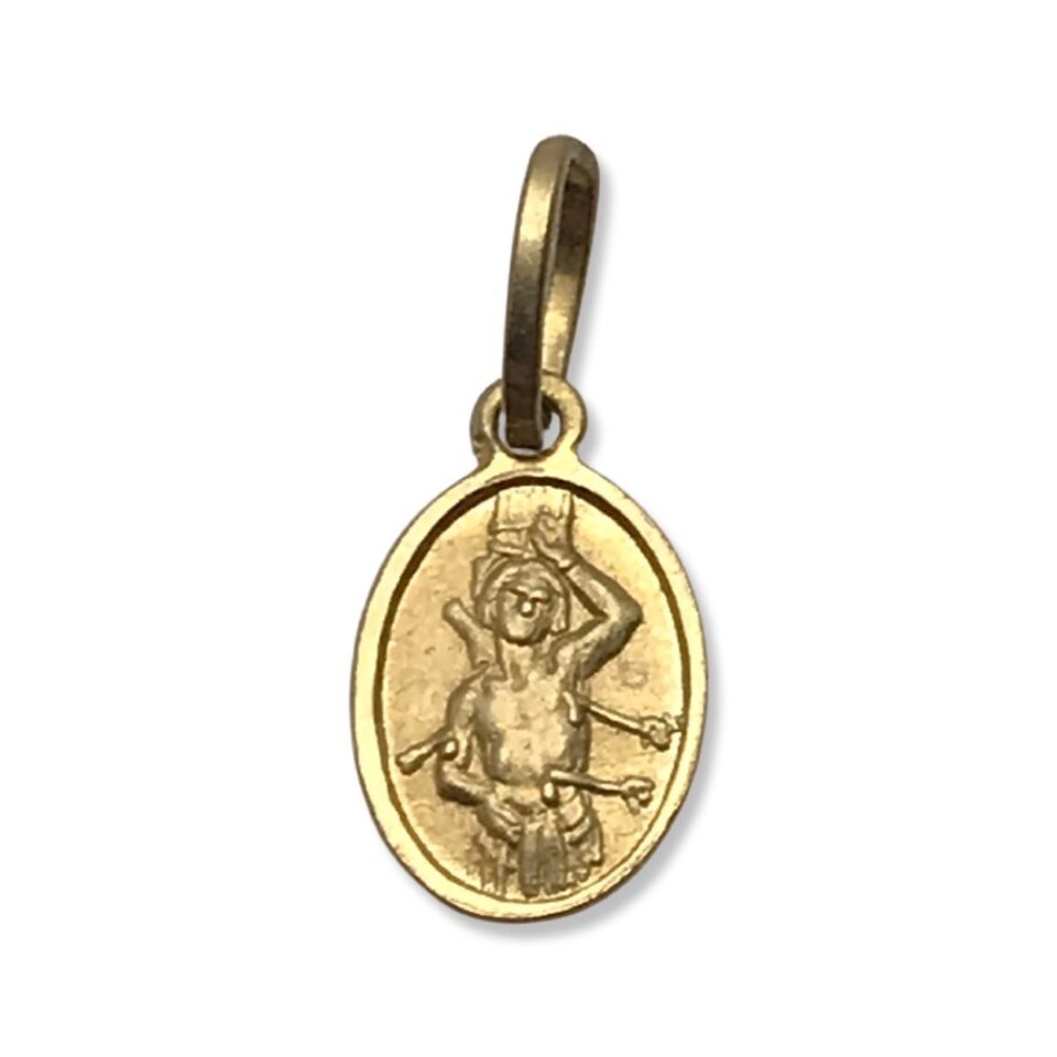 Tiny 18k Gold St Sebastian Medal São Sebastião