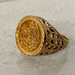 St Michael 22k Gold Coin Signet Ring