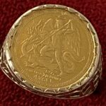 St Michael 22k Gold Coin Signet Ring