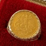 St Michael 22k Gold Coin Signet Ring