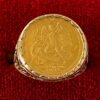 St Michael 22k Gold Coin Signet Ring
