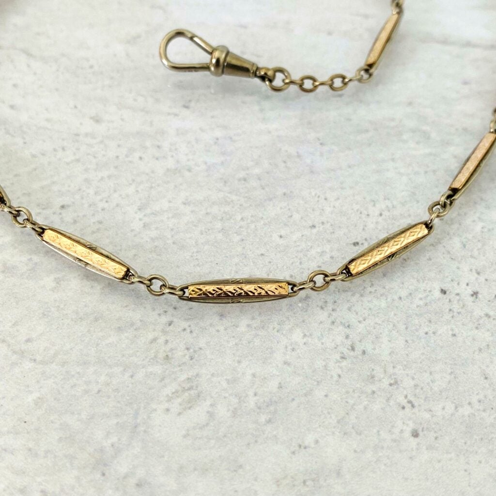 Vintage Mixed Metals Bar Link Pocket Watch Chain