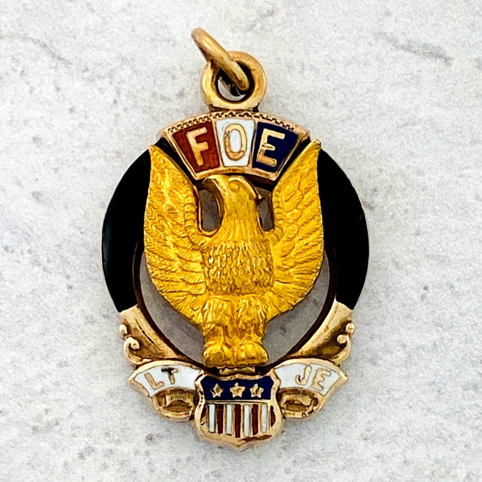 vintage patriotic FOE Eagle pocket watch fob