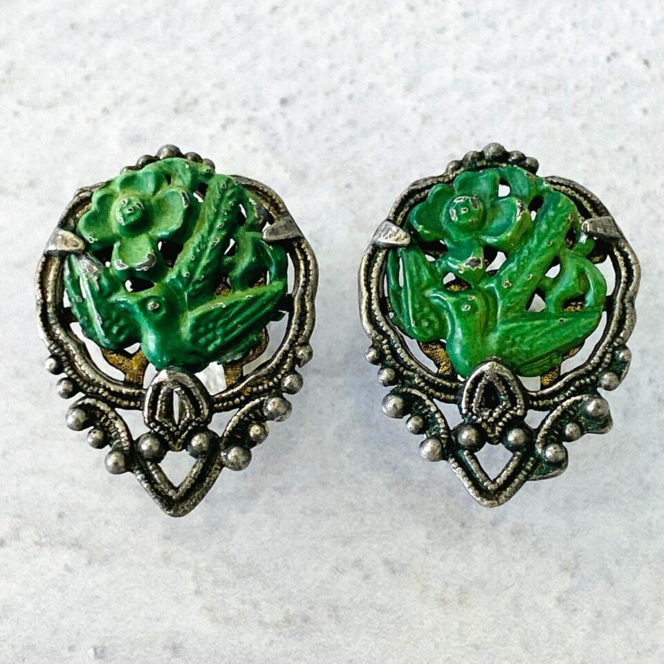 Carved Turquoise Bird Earrings