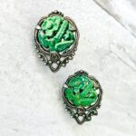 Vintage Carved Turquoise Bird Earrings