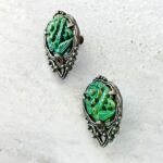 Vintage Carved Turquoise Bird Earrings