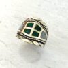 Malachite and Mother of Pearl Inlay Silver Ring