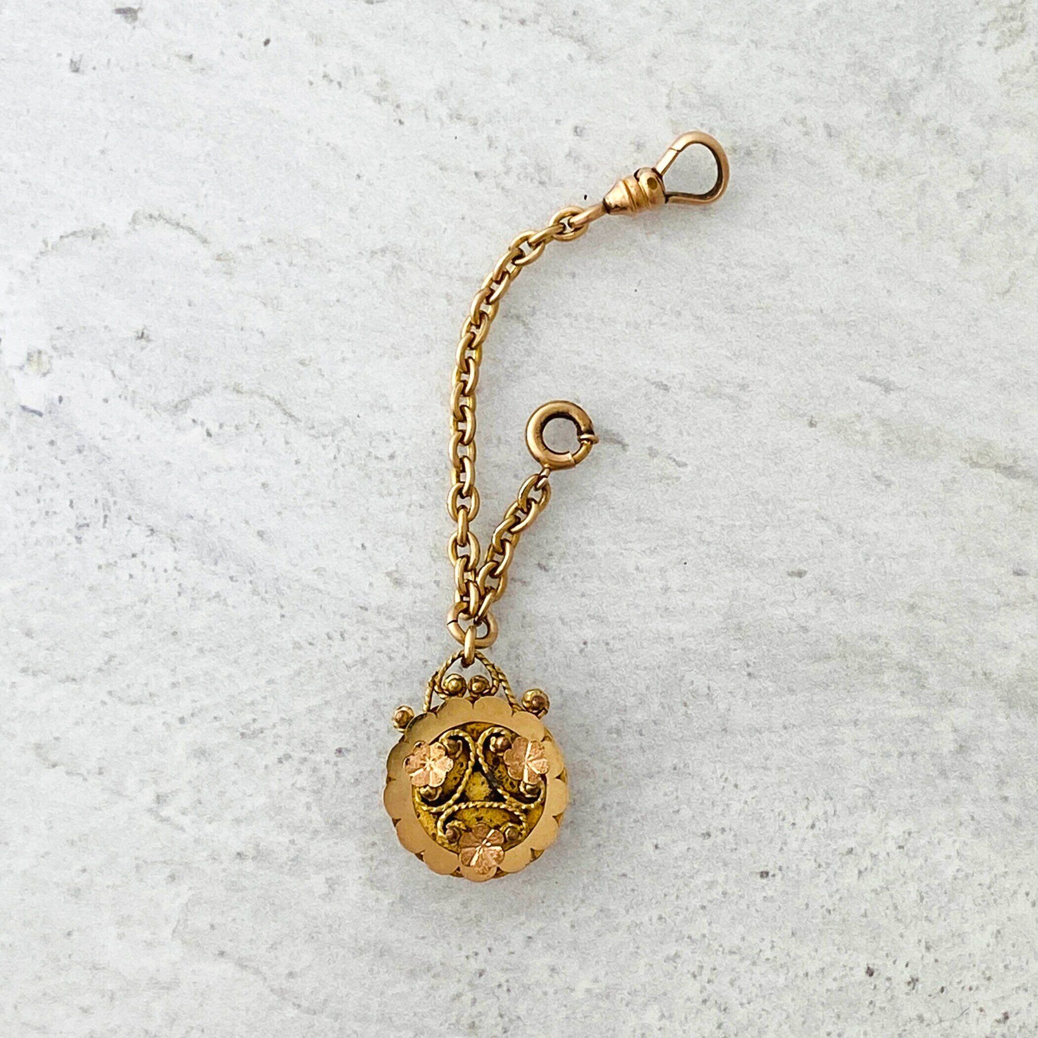Victorian Gold Filled Pocket Watch Chain with Layered Fob