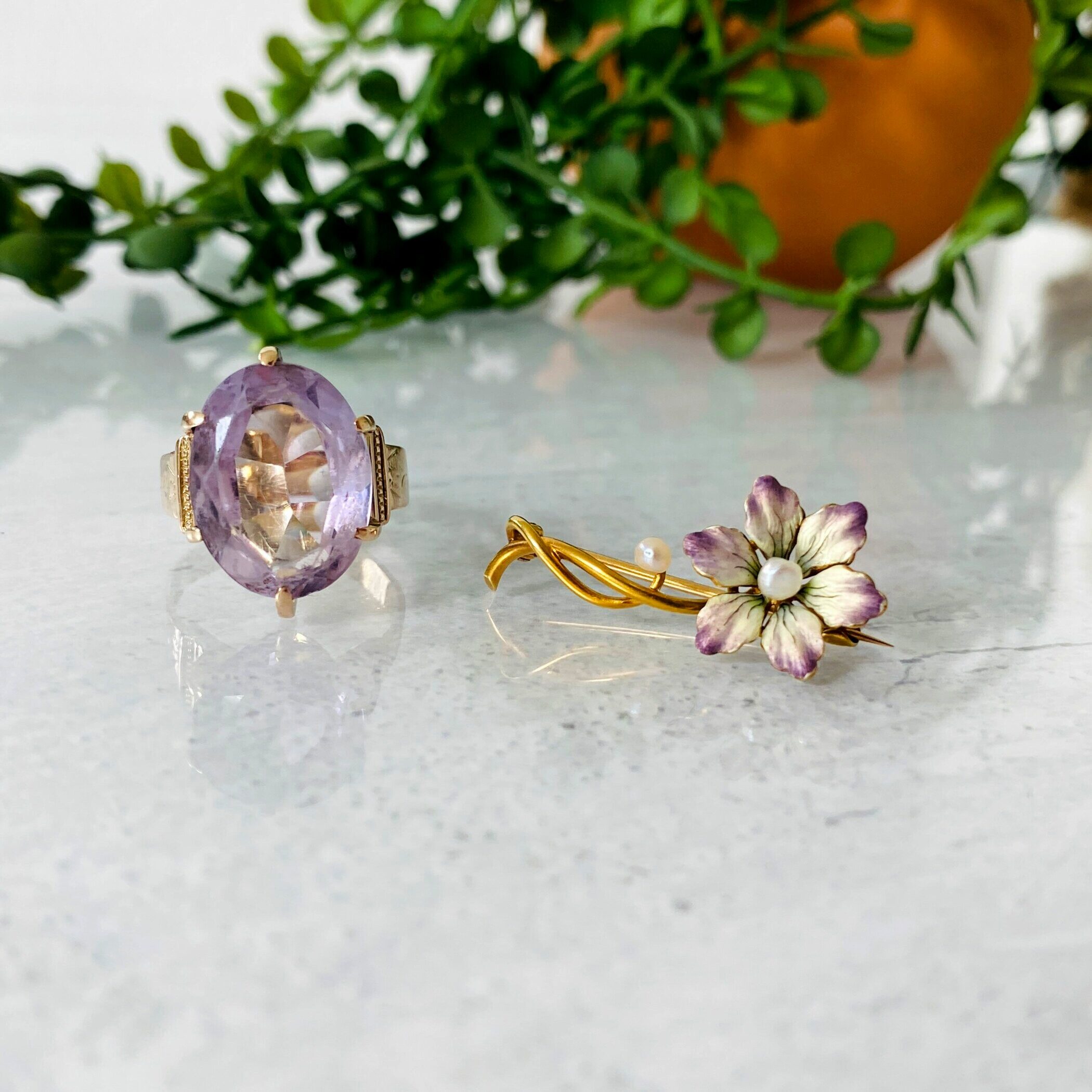 A beautiful antique Victorian Rose de France amethyst gold ring in soft rose gold typical of the Victorian days. It isn't as pink as contemporary rose gold, it has just the warmest hue.