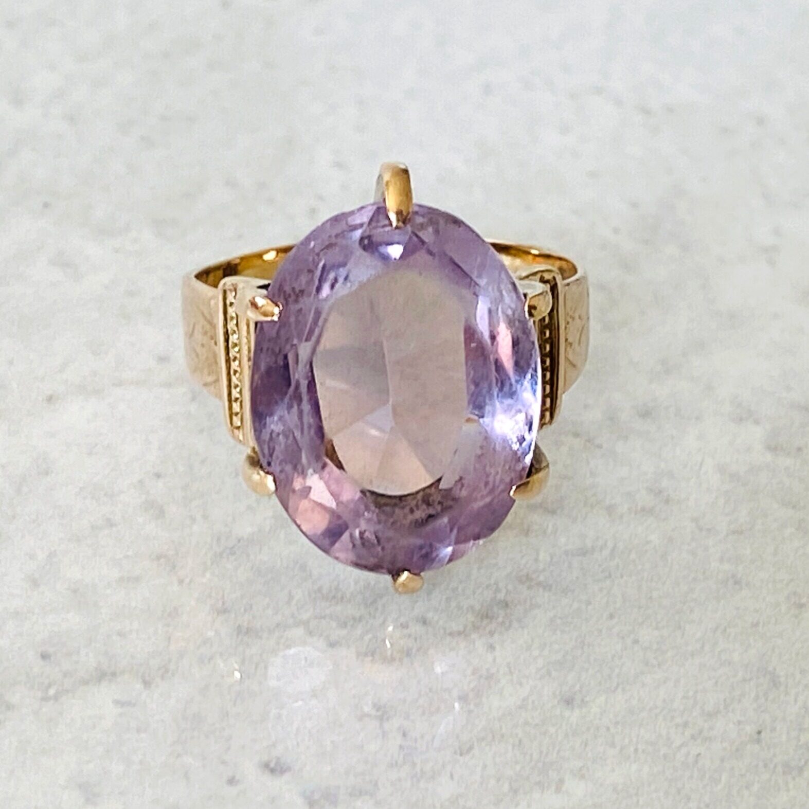 Victorian Rose de France Amethyst Gold Ring