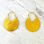 Vintage Hand Engraved Gold Hoop Earrings