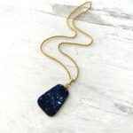 Large Sodalite Slice Gold Filled Pendant Necklace