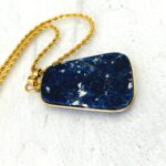 Large Sodalite Slice Gold Filled Pendant Necklace