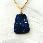 Large Sodalite Slice Gold Filled Pendant Necklace