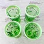Mosser Green Opalescent Cherry and Cable Stemmed Drinking Glasses