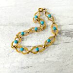Turquoise Fancy Link Gold Chain Bracelet