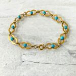 Turquoise Fancy Link Gold Chain Bracelet