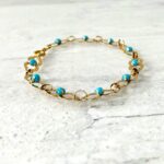 Turquoise Fancy Link Gold Chain Bracelet
