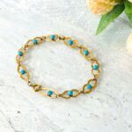 Turquoise Fancy Link Gold Chain Bracelet
