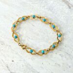 Turquoise Fancy Link Gold Chain Bracelet
