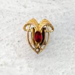 Antique Art Nouveau Garnet Gold Large Slide Pendant