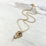 Antique Art Nouveau Lavalier Necklace - Gold, Garnet, and Natural Pearls