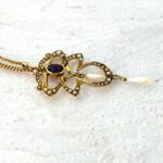 Antique Art Nouveau Lavalier Necklace - Gold, Garnet, and Natural Pearls