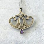 Double Heart Amethyst Celtic Pendant Necklace in Sterling Silver