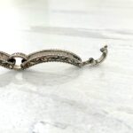 Large Engraved Links Silver Plate Bracelet