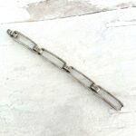 Large Engraved Links Silver Plate Bracelet