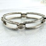 Large Engraved Links Silver Plate Bracelet