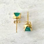 Oval Emerald 14k Gold Stud Earrings