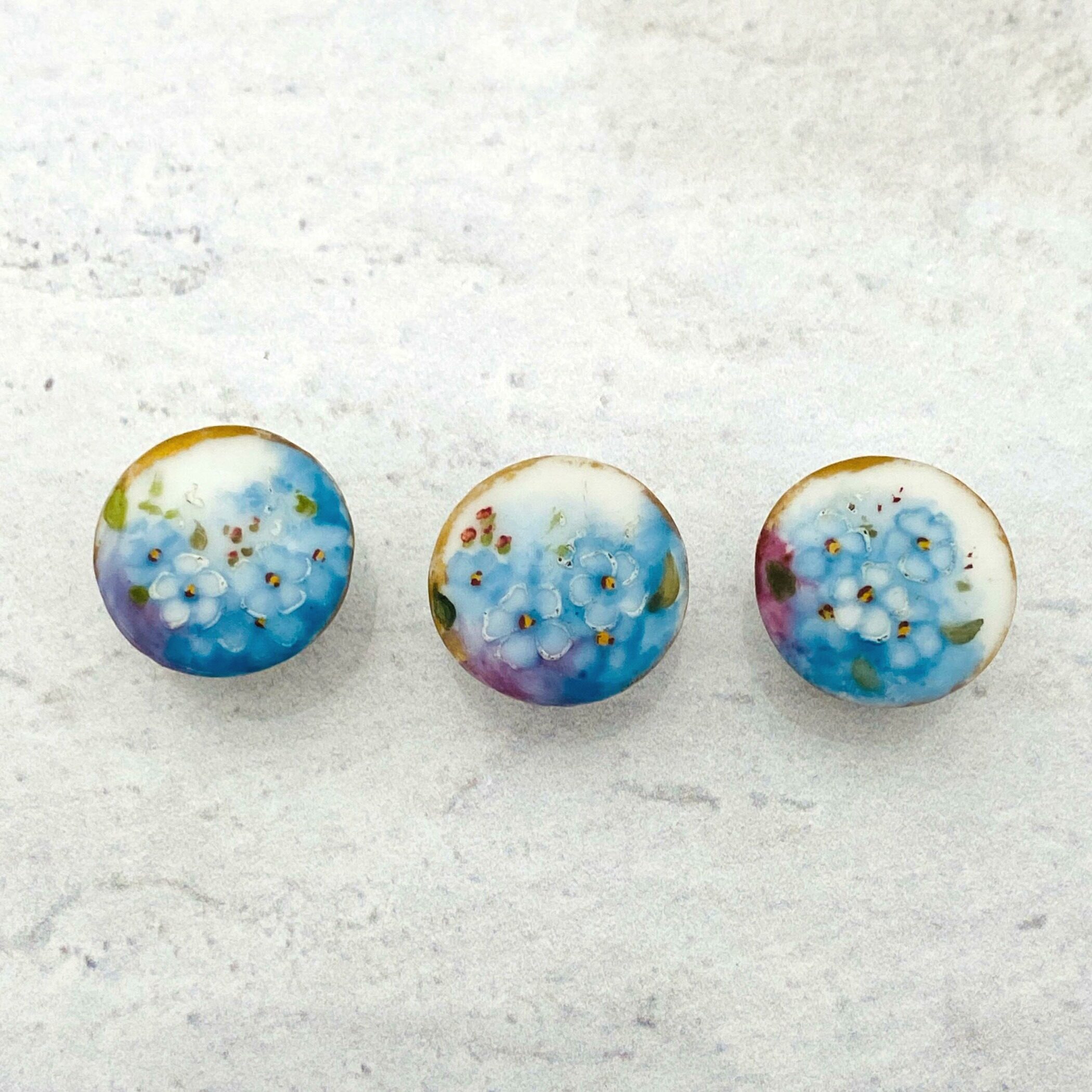 Antique Hand Painted Porcelain Buttons