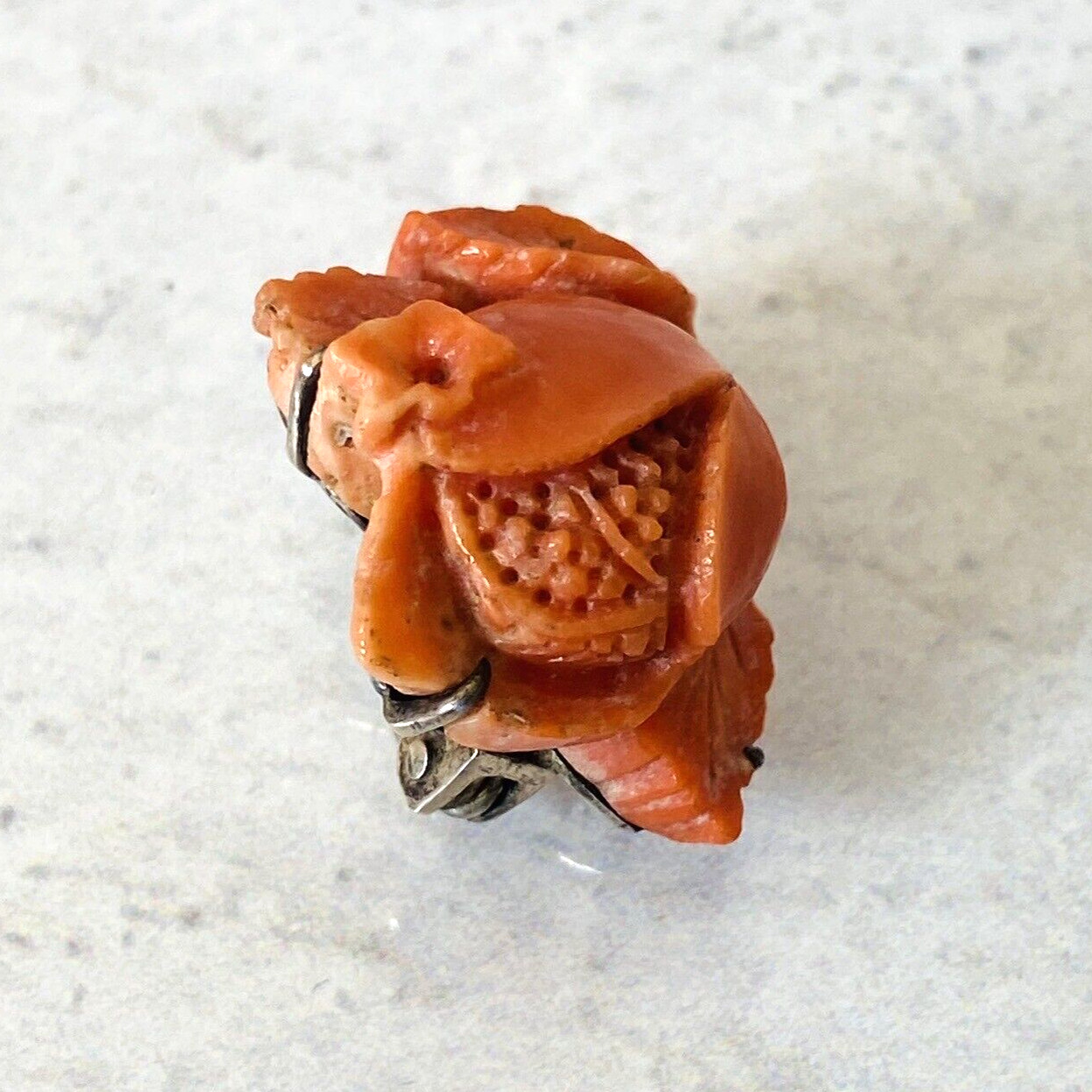 Antique Hand Carved Coral Flower