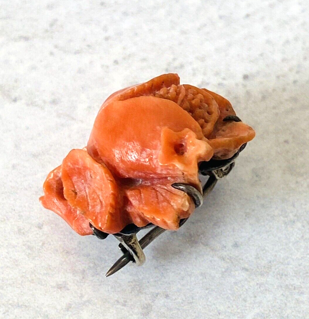Antique Hand Carved Coral Flower