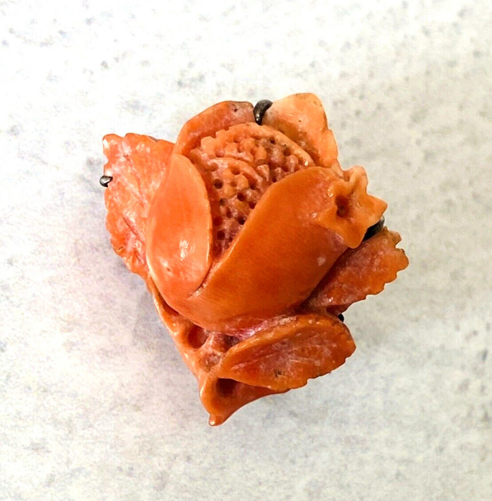 Antique Hand Carved Coral Flower