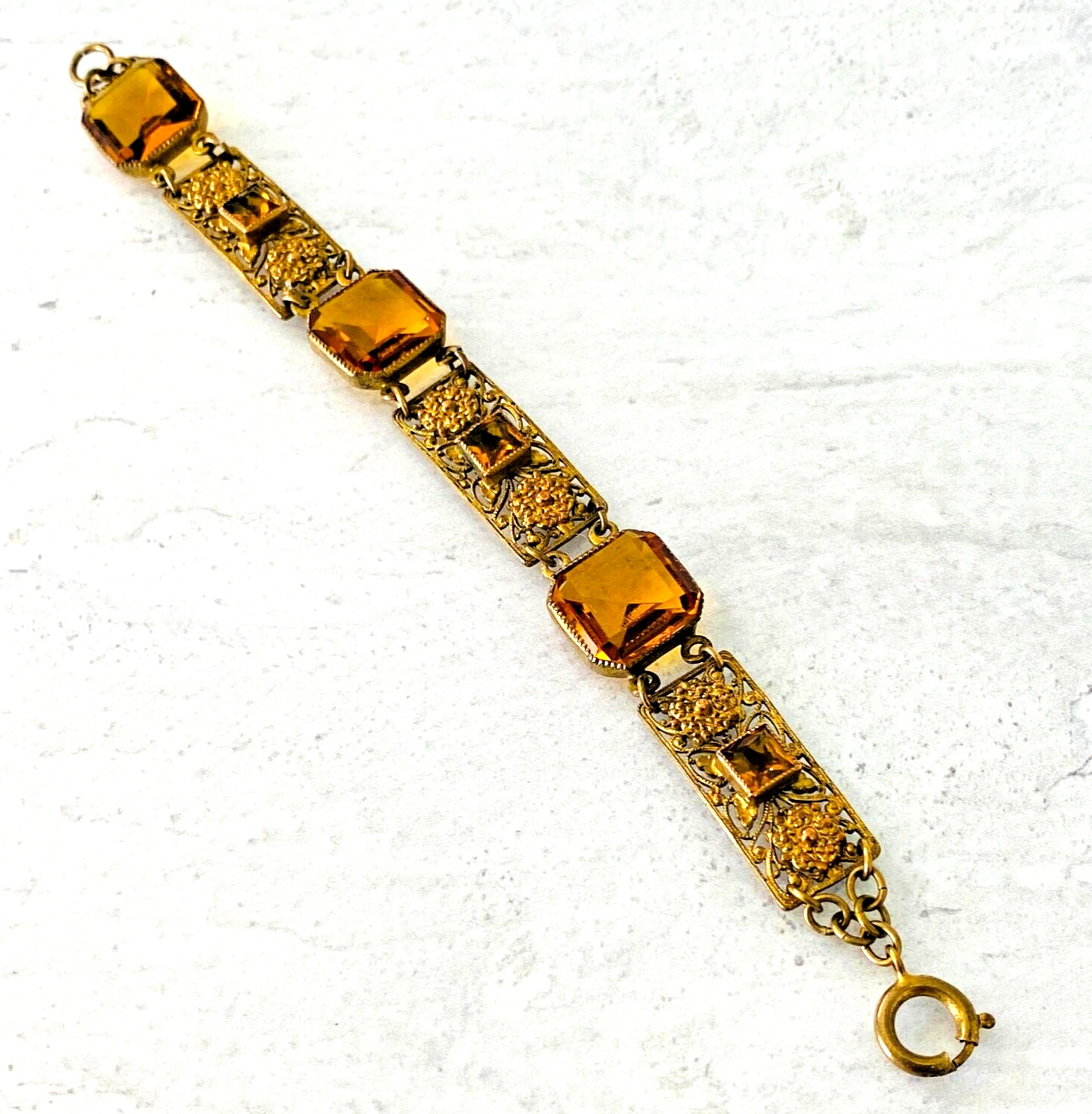 Czech Glass Filigree Link Bracelet
