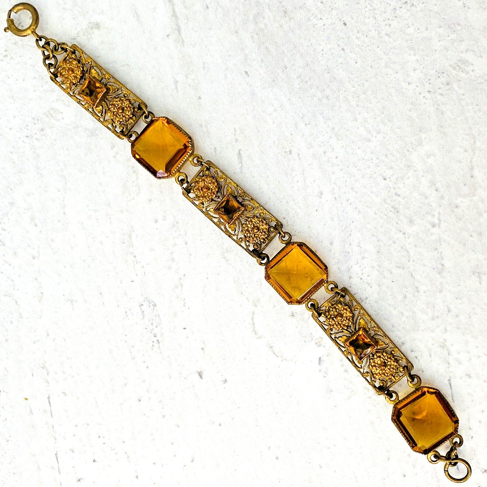 Czech Glass Filigree Link Bracelet