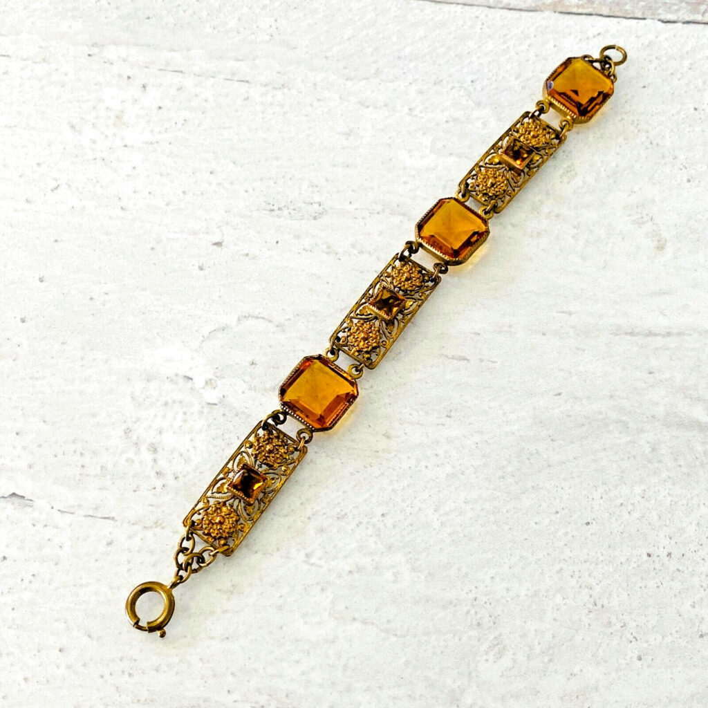 Czech Glass Filigree Link Bracelet